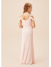 Cold Shoulder Petal Chiffon Ruffled Junior Bridesmaid Dress